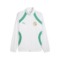Męska kurtka przedmeczowa Senegal 2025 PUMA White Sport Green. Białe kurtki męskie Puma, l, bez wzorów, sportowe, bez kaptura. W wyprzedaży za 305.50 zł.