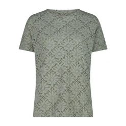 Koszulka z jerseyu woskowanego z nadrukiem damska CMP. Zielone t-shirty damskie CMP, s, bez wzorów, z bawełny, eleganckie, bez kołnierzyka. Za 150.00 zł.