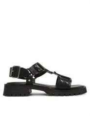 Bronx Sandały Rac-Quel 85041-A Czarny. Czarne sandały damskie Bronx, bez wzorów, ze skóry, bez obcasa, na płaskiej podeszwie, bez zapięcia. Za 349.99 zł.