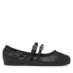 Baleriny Tommy Jeans. Czarne baleriny damskie Tommy Jeans, bez wzorów, z jeansu, bez obcasa. Za 219.99 zł.
