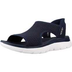 Sandały SKECHERS 119519S Niebieski. Niebieskie sandały damskie Skechers, bez wzorów, z materiału, bez obcasa, bez zapięcia. Za 279.99 zł.
