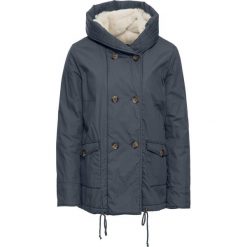 Krótka kurtka parka na podszewce z polaru "baranka" bonprix czarno-niebieski. Czarne kurtki damskie bonprix, z polaru. Za 189.99 zł.
