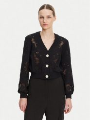 Guess Kardigan W5GQ11 KCWY1 Czarny Regular Fit. Czarne kardigany damskie Guess, xl, z aplikacjami, z bawełny. Za 279.99 zł.