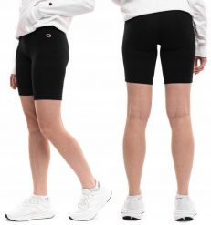 Spodenki damskie Champion Biker Pants. Czarne szorty sportowe damskie Champion, na lato, m, z aplikacjami, z bawełny, sportowe, z podwyższonym stanem. Za 90.99 zł.