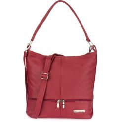 Bordowa skórzana listonoszka damska dwa paski Beltimore I66. Czerwone paski damskie Beltimore, bez wzorów. Za 161.41 zł.