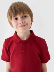 4F Koszulka polo chłopięca - czerwona 122 (6-7 lat). Czerwone t-shirty dla chłopców 4f, bez wzorów, z bawełny, bez ramiączek. W wyprzedaży za 39.99 zł.