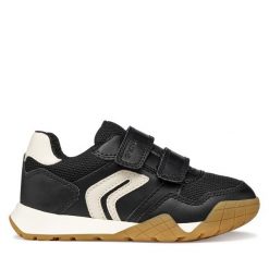 Sneakersy Geox. Czarne trampki i tenisówki chłopięce Geox, bez wzorów, bez zapięcia. Za 229.99 zł.