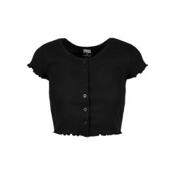 Top Damski / Damski Z Prążkowanymi Guzikami. Czarne koszulki sportowe damskie Urban Classics, xs, bez wzorów, prążkowane, bez kołnierzyka, bez ramiączek, trekkingowe. Za 79.99 zł.