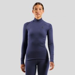 Bielizna termoaktywna z długim rękawem Odlo BL TOP turtle neck l/s ACTIVE WARM. Niebieskia bielizna termoaktywna damska Odlo, l, bez wzorów, bez ramiączek, długie. W wyprzedaży za 217.34 zł.