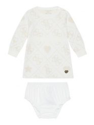 Guess Sukienka dzianinowa A5BK02 Z39N0 Beżowy Regular Fit. Brązowe sukienki dla dziewczynek Guess, z aplikacjami, z dzianiny, bez ramiączek. Za 139.99 zł.