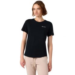 Koszulka damska CHAMPION Short Sleeve T-shirt. Czarne koszulki sportowe damskie Champion, uniwersalny, bez wzorów, z materiału, bez kołnierzyka, bez ramiączek. Za 85.99 zł.