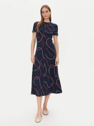 Tommy Hilfiger Sukienka codzienna Modern F&F Midi Dress WW0WW44547 Granatowy Regular Fit. Niebieskie sukienki damskie Tommy Hilfiger, na co dzień, s, bez wzorów, z bawełny, bez kołnierzyka, bez ramiączek, midi, proste. Za 319.99 zł.