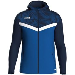 Bluza dresowa z kapturem zapinana na zamek Jako Iconic. Niebieskie bluzy damskie Jako, xl, bez wzorów, z dresówki, z kapturem. Za 276.45 zł.
