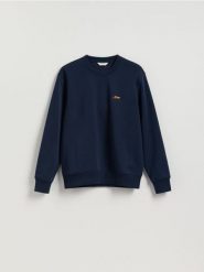 Bluza z haftem - granatowy. Niebieskie bluzy męskie Reserved, l, bez wzorów, z bawełny, bez kaptura. Za 129.99 zł.