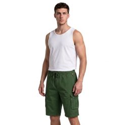 Bermudy turystyczne męskie NORWAY. Zielone szorty męskie Aulp, na lato, l, z aplikacjami, z bawełny, eleganckie. Za 269.99 zł.