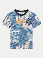 Guess T-Shirt L5GI21 K8HM4 Niebieski Regular Fit. Niebieskie t-shirty dla chłopców Guess, z aplikacjami, z bawełny, bez ramiączek. Za 69.99 zł.