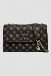 GUESS Brązowa damska torebka Eco Erica. Brązowe listonoszki damskie Guess, z aplikacjami, ze skóry ekologicznej, eleganckie, bez dodatków. W wyprzedaży za 352.99 zł.