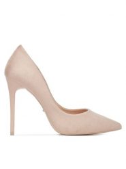 DeeZee Szpilki DZ0031 Beżowy. Brązowe szpilki damskie DeeZee, bez wzorów, z materiału, bez obcasa, bez zapięcia. Za 129.99 zł.