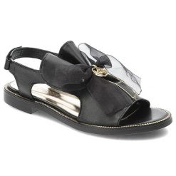 Czarne Sandały Karino Eleganckie Skórzane Obuwie. Czarne klapki damskie Karino, bez wzorów, ze skóry, eleganckie, bez obcasa, na płaskiej podeszwie. Za 299.00 zł.