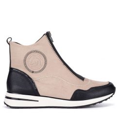 Botki Remonte. Brązowe botki damskie Remonte, bez obcasa, na płaskiej podeszwie, bez zapięcia. Za 272.99 zł.