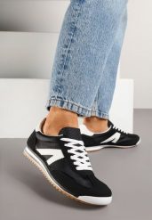 Czarne Sneakersy Klasyczne Tenisówki Zdobione Przeszyciami Bortewi. Czarne trampki i tenisówki damskie Renee, z aplikacjami, z jeansu, klasyczne, bez zapięcia. Za 74.99 zł.