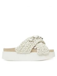 Inuikii WOVEN STONES PLATFORM Klapki damskie. Białe klapki damskie Inuikii, bez wzorów, z bawełny, boho, bez obcasa, na platformie. Za 669.99 zł.