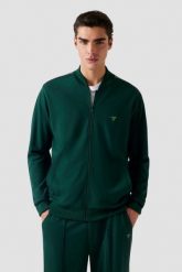 GUESS Zielona męska bluza rozpinana Truck Interlock, Rozmiar M. Zielone bluzy męskie Guess, m, z aplikacjami, z elastanu, bez kaptura. W wyprzedaży za 231.99 zł.