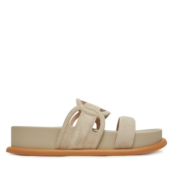 Klapki Liu Jo. Brązowe klapki damskie Liu Jo, bez wzorów, bez obcasa. Za 329.99 zł.