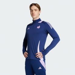 Koszulka Francja Training Top. Niebieskie koszulki sportowe męskie Adidas, xl, bez wzorów, bez kołnierzyka, bez ramiączek. Za 279.00 zł.
