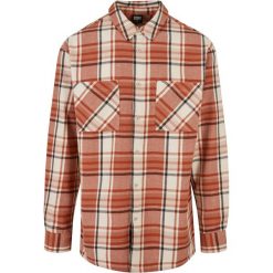 Oversized check shirt Urban Classics Leaves. Brązowe koszule męskie Urban Classics, m, bez wzorów, bez kołnierzyka, bez ramiączek. Za 267.50 zł.