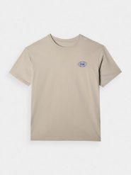 4F T-shirt oversize z nadrukiem męski - beżowy XL. Brązowe koszulki sportowe męskie 4f, m, bez wzorów, z bawełny, klasyczne, bez kołnierzyka. Za 69.99 zł.