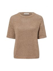 Marc O'Polo sweter z dzianiny z krótkim rękawem Kobiety brązowy, XXL. Brązowe swetry damskie Marc O'Polo, xxl, bez wzorów, z bawełny, eleganckie, bez kołnierzyka, bez ramiączek, krótkie, bez kaptura. Za 379.95 zł.