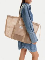 Guess Jeans Torebka WBEO-GUESS-M-003-09 Brązowy. Brązowe torebki do ręki damskie Guess Jeans, z aplikacjami, z jeansu, bez dodatków. Za 159.99 zł.