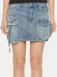 Replay Spódnica jeansowa W9934 .000.794 Niebieski Regular Fit. Niebieskie spódnice damskie Replay, bez wzorów, z bawełny. Za 439.99 zł.