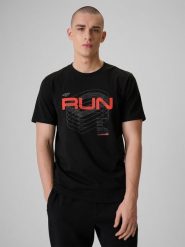 4F T-shirt regular z nadrukiem męski - czarny L. Czarne t-shirty męskie 4f, l, bez wzorów, z bawełny, klasyczne, bez kołnierzyka. Za 79.99 zł.