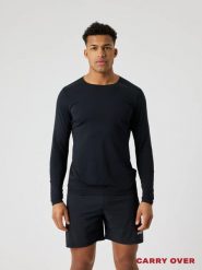 Bjorn_borg BORG FEATHER LONG SLEEVE T-SHIRT z recyklingowanego poliestru. Czarne bluzki z długim rękawem męskie Björn Borg, m, bez wzorów, bez kołnierzyka. Za 268.00 zł.