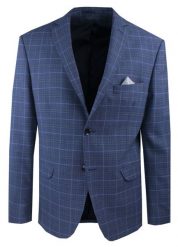 Lekka, Wełniana Marynarka - MEN'SFIELD - Granatowa, w Kratkę. Niebieskie marynarki męskie MEN'SFIELD, bez wzorów, z materiału, eleganckie. Za 675.00 zł.