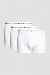 TOMMY HILFIGER Zestaw białych męskich bokserek 3PACK. Białe bokserki męskie Tommy Hilfiger, m, bez wzorów, z bawełny. W wyprzedaży za 129.99 zł.