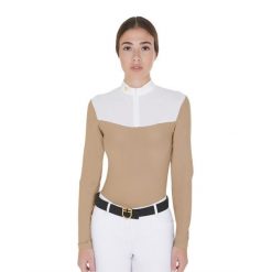 Damska koszulka polo do jazdy konnej z długim rękawem Equestro. Brązowe koszulki sportowe damskie EQUESTRO, l, bez wzorów, z bawełny, bez kołnierzyka, bez ramiączek, do jazdy konnej. Za 183.90 zł.