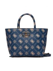 Guess Torebka Emelie Logo Mini HWGP99 28750 Granatowy. Niebieskie torebki do ręki damskie Guess, z aplikacjami, ze skóry, bez dodatków. Za 659.99 zł.