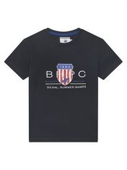 Beverly Hills Polo Club T-Shirt P-SS26B-TS414011 Granatowy Regular Fit. Niebieskie t-shirty dla chłopców Beverly Hills Polo Club, bez wzorów, z bawełny, bez ramiączek. Za 129.99 zł.