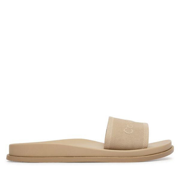Klapki Calvin Klein. Brązowe klapki damskie Calvin Klein, bez wzorów, bez obcasa. Za 287.99 zł.