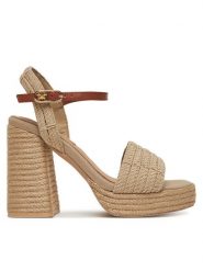 Tommy Hilfiger Espadryle Rope Heel Platform Sandal FW0FW08425 Beżowy. Brązowe sandały damskie Tommy Hilfiger, bez wzorów, z materiału, bez obcasa, bez zapięcia. Za 359.99 zł.