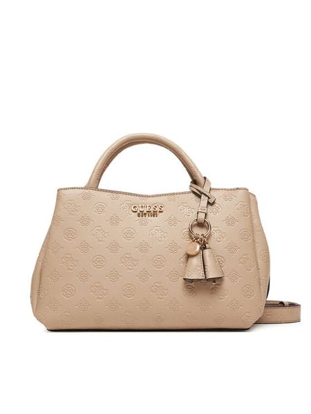 Guess Torebka Phoebe HWPD96 65060 Beżowy. Brązowe torebki do ręki damskie Guess, z aplikacjami, ze skóry, bez dodatków. Za 359.99 zł.