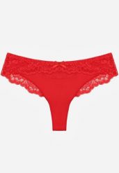 Czerwone Majtki Stringi Ozdobione Koronką Phisoris. Czerwone stringi damskie Renee, xl, bez wzorów, z koronki. Za 12.99 zł.