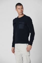 AERONAUTICA MILITARE Granatowy sweter męski, Rozmiar XL. Niebieskie swetry przez głowę męskie Aeronautica Militare, l, bez wzorów, bez kołnierzyka. W wyprzedaży za 589.99 zł.