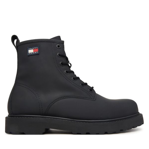 Trzewiki Tommy Jeans. Czarne botki męskie Tommy Jeans, bez wzorów, z jeansu, bez zapięcia. Za 649.99 zł.