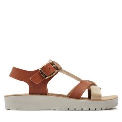 Sandały Geox. Brązowe sandały dziewczęce Geox, bez zapięcia. Za 349.99 zł.