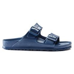 Klapki Birkenstock Arizona Eva 1019051 niebieskie. Niebieskie klapki męskie z materiału, klasyczne. Za 388.66 zł.