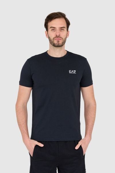 EA7 Granatowy t-shirt męski z małym logo, Rozmiar XL. Niebieskie t-shirty męskie EA7 Emporio Armani, m, bez wzorów, bez kołnierzyka. W wyprzedaży za 143.99 zł.